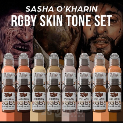 Сет красок для художественной татуировки World Famous Tattoo Ink by SASHA O'KHARIN, RGBY Skin Tone Set, 30 мл