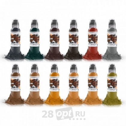 Сет красок для художественной татуировки World Famous Tattoo Ink, Earthtone Color Set, 30 мл